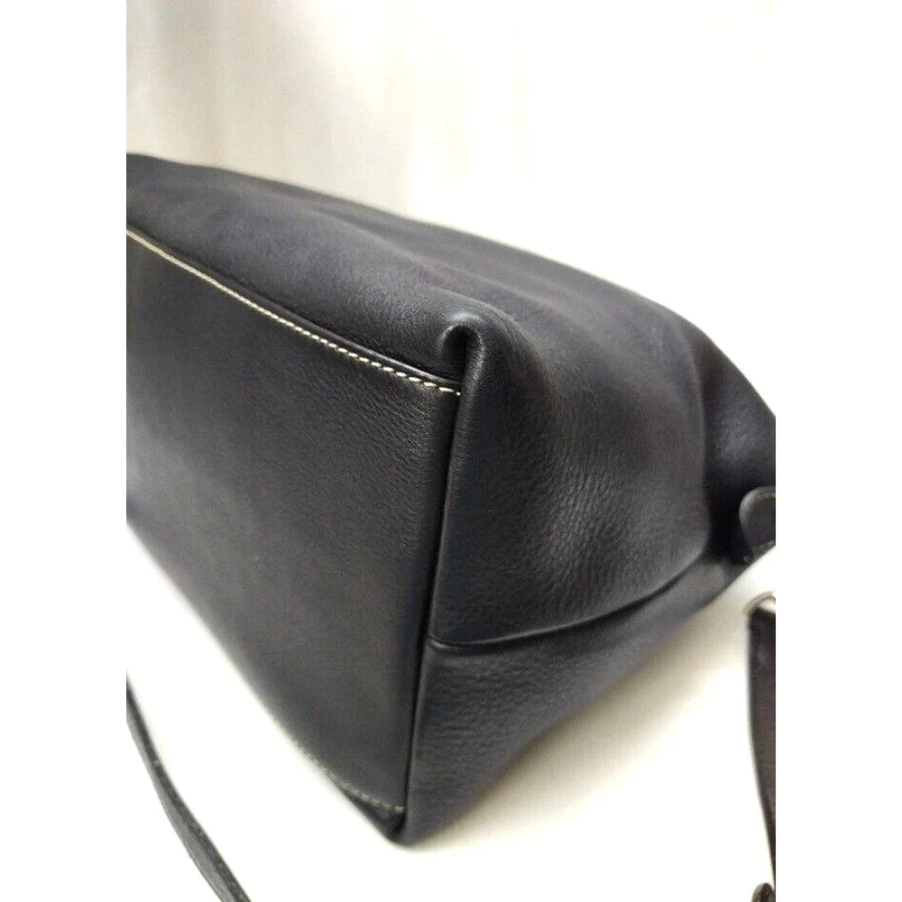 Dooney & Bourke Black Pebbled Leather Double Handles Zipper Satchel Bag